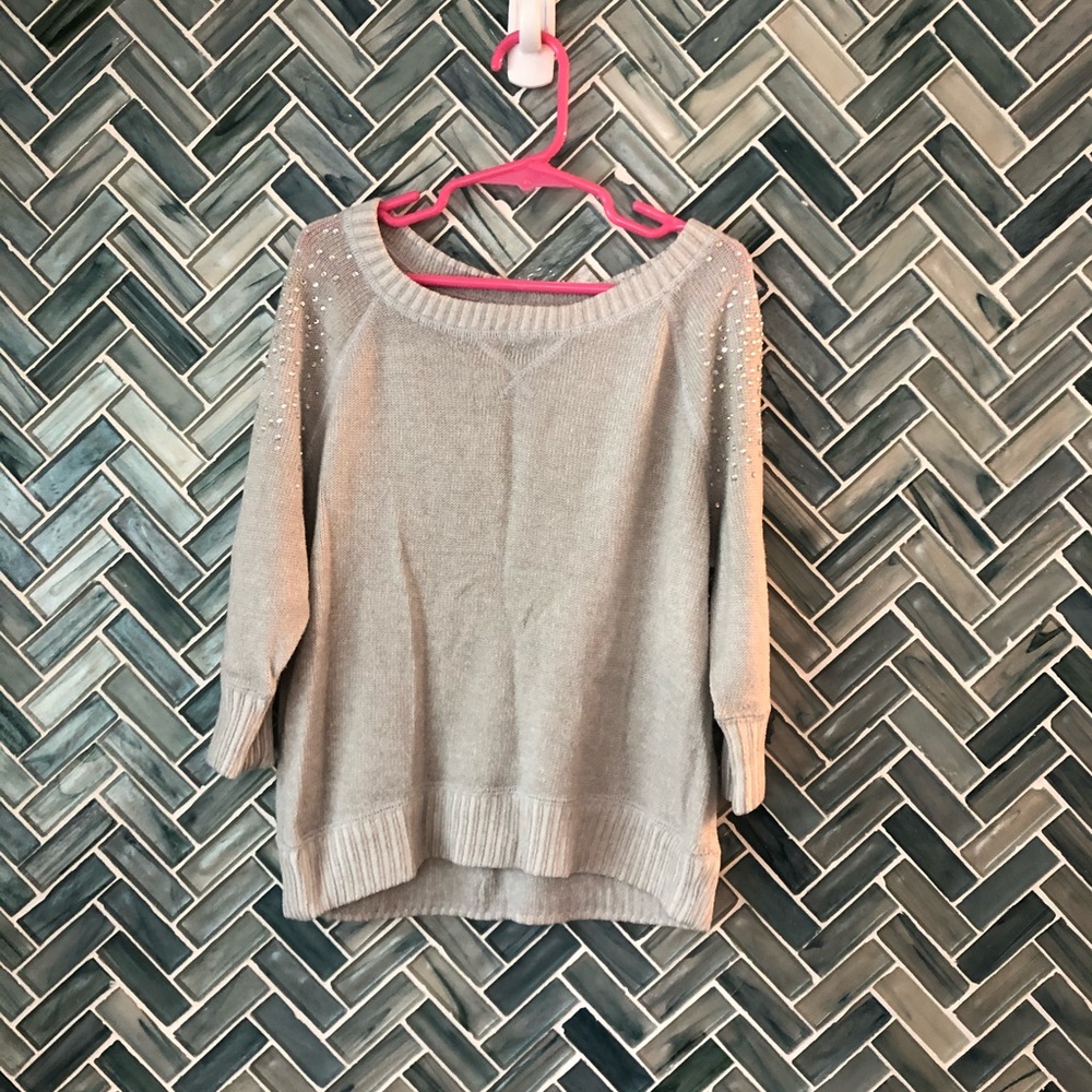 Girls Justice size 10 Sweater Gray with Crystals